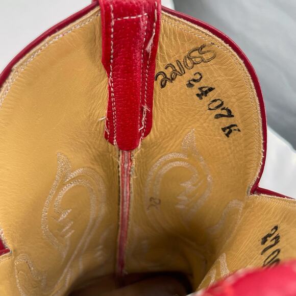 Rios of Mercedes Red Western Ostrich Orange Leather Square Toe Cowboy Boots 7B - Picture 16 of 16